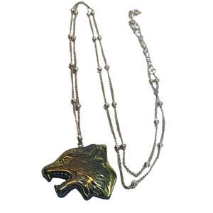 Iridescent Wolf Head Pendant Necklace - Women Jewelry